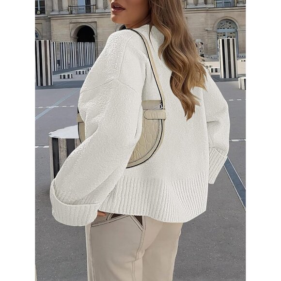 Womens Oversized Sweater Fuzzy Knit Long Sleeve Casual Chunky Pullover for Fall - Picture 8 of 8